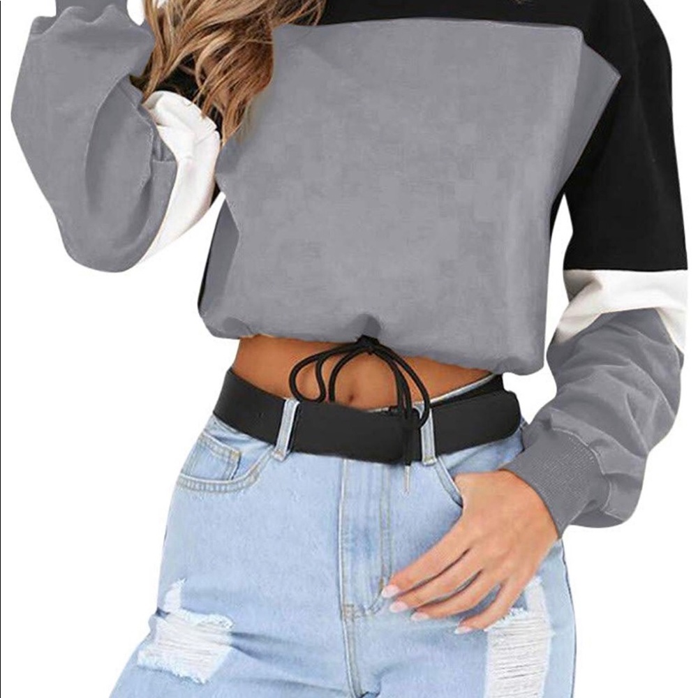 Cropped color block shirt size small NEW